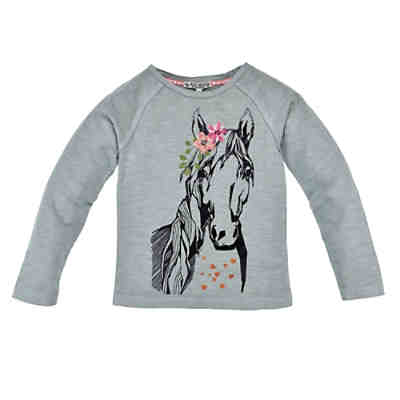 Langarmshirt Kinder Pferd olive