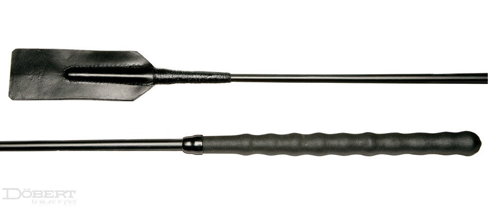 Reitstock blank PVC-Griff große Lederklappe schwarz