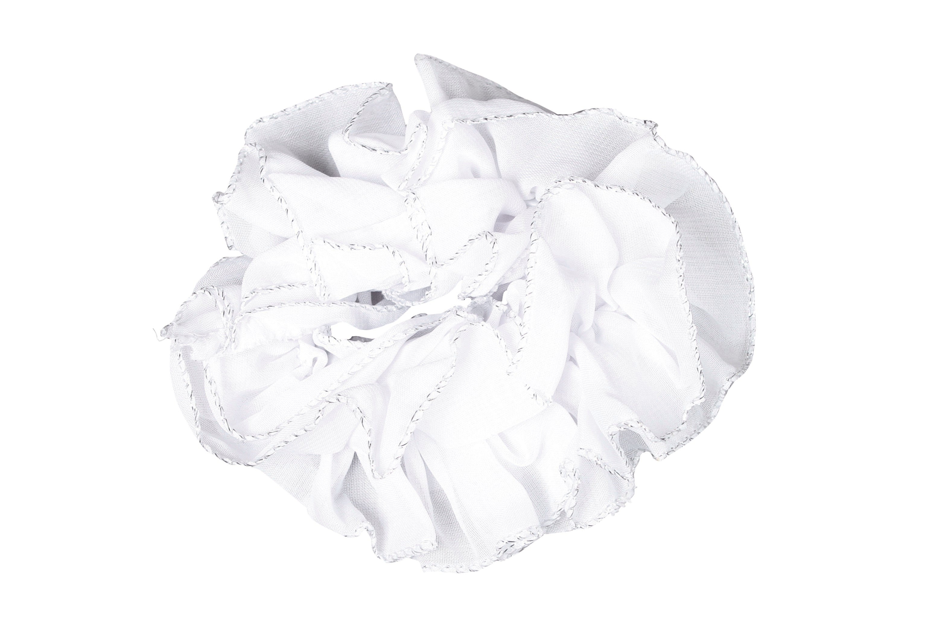 Scrunchie Elegance weiß/silber