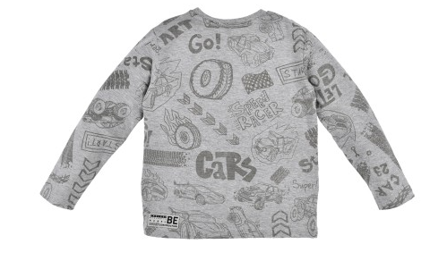 Langarmshirt Kinder Traktor hellgrau