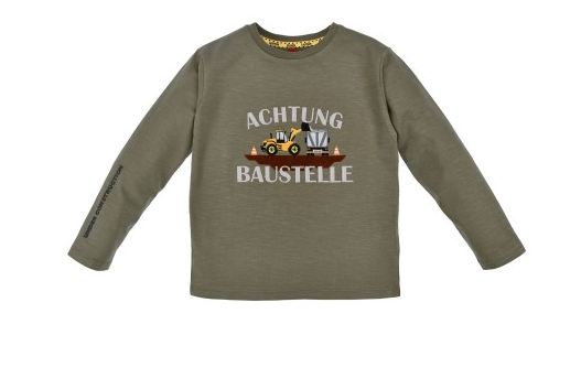Langarmshirt Kinder Achtung Baustelle olive