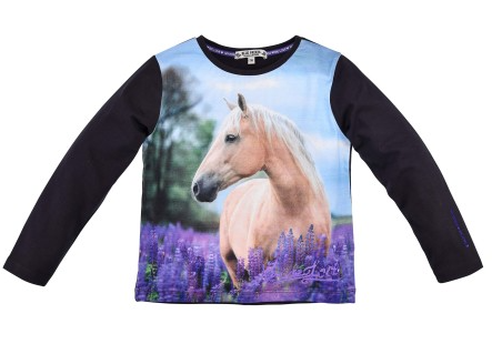 Langarmshirt Kinder Pferd graphitgrau