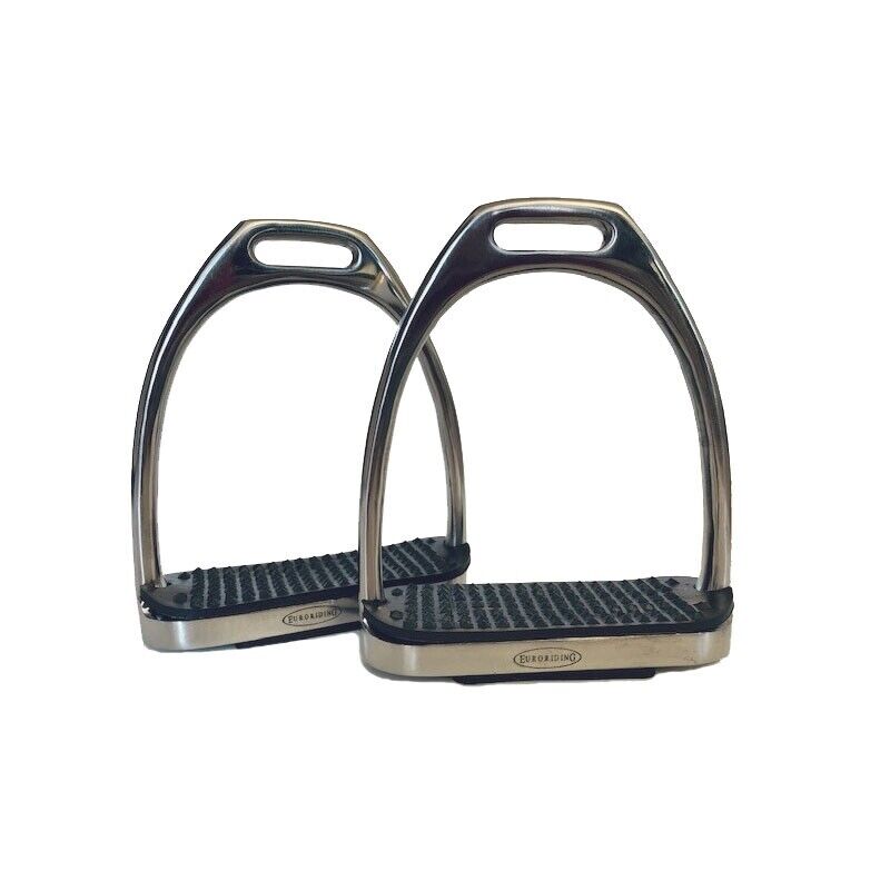 Steigbügel Edelstahl schwarze Einlagen 12 cm