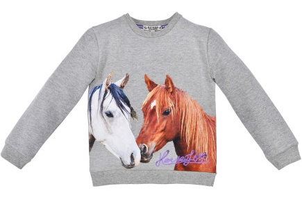 Sweatshirt Kinder Pferde hellgrau
