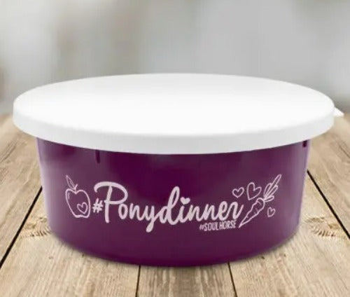 Futterschüssel "Ponydinner" mit weißem Deckel 2 l