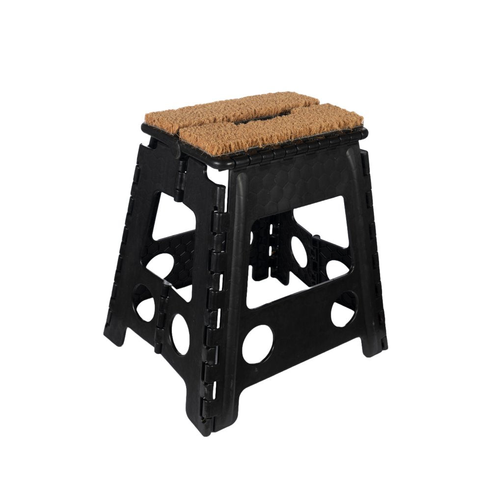 Klapphocker mit Fußmatte schwarz