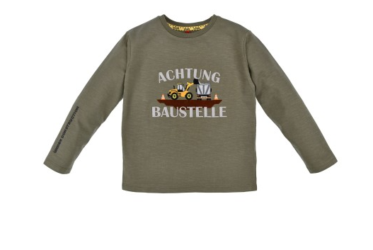 Langarmshirt Achtung Baustelle olive