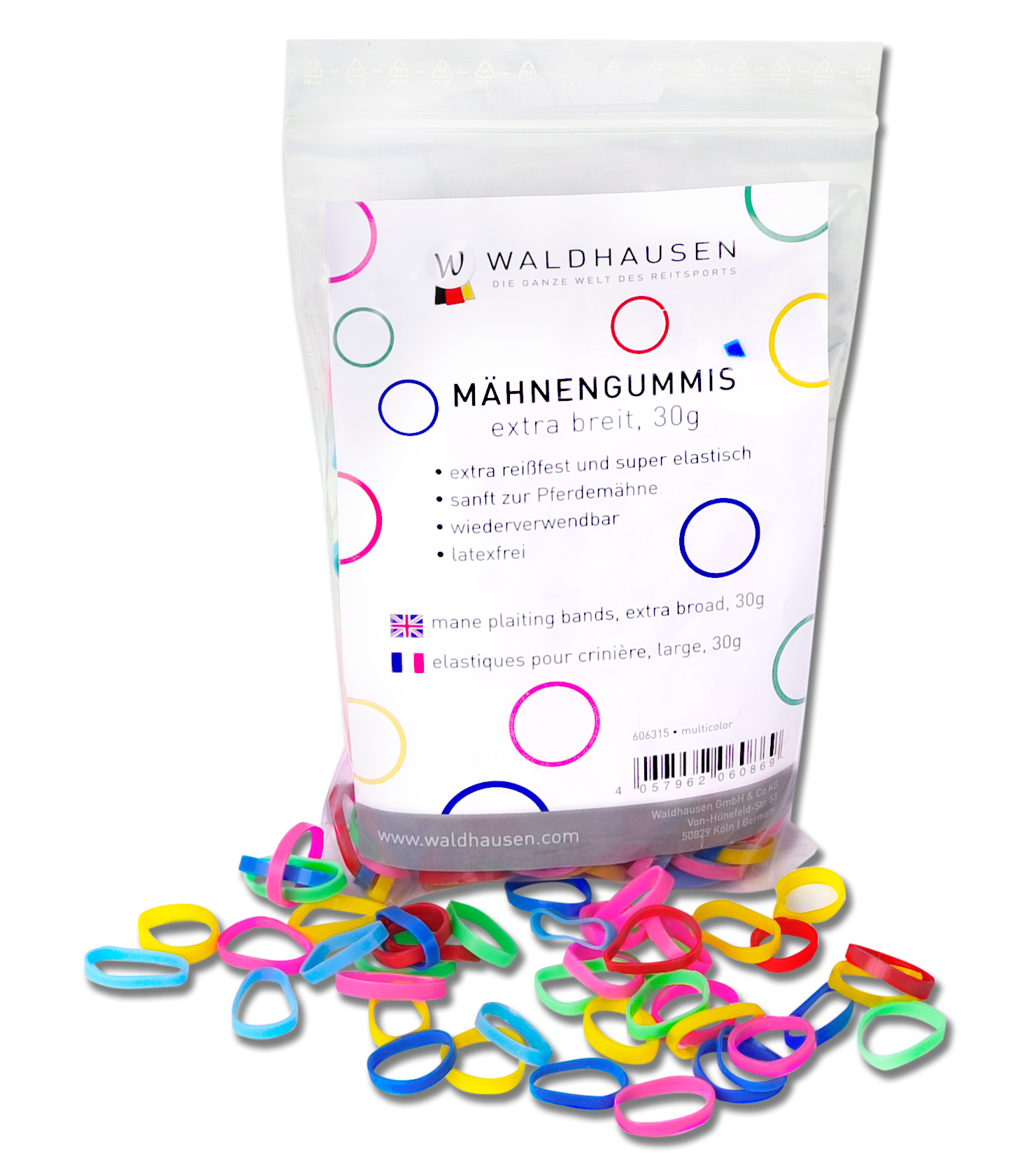 Mähnengummis extra breit  multicolor 30g