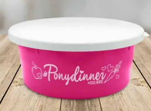 Futterschüssel "Ponydinner" mit weißem Deckel 2 l