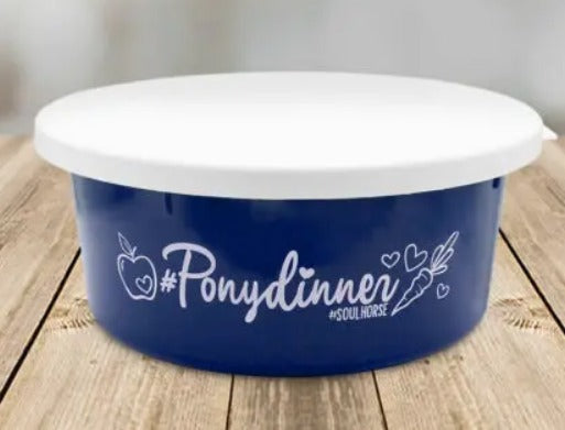 Futterschüssel "Ponydinner" mit weißem Deckel 2 l